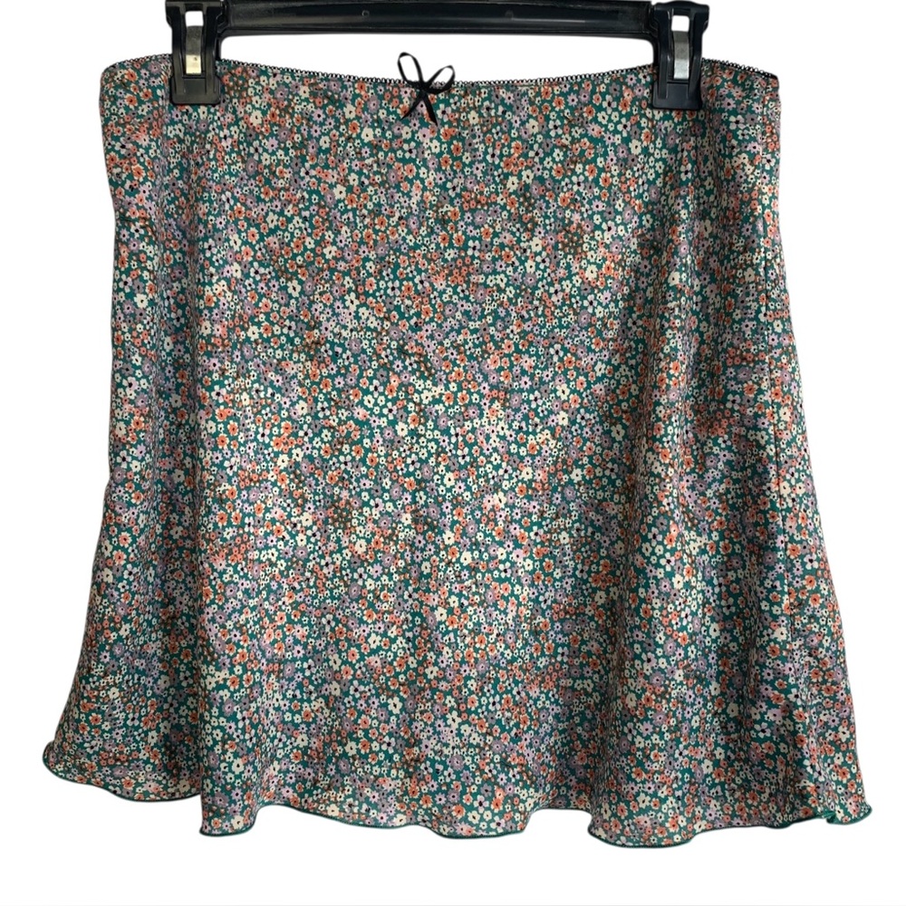 BP Nordstrom L Skirt Ditzy Floral Green Multicolor Stretch Flowy Light Weight